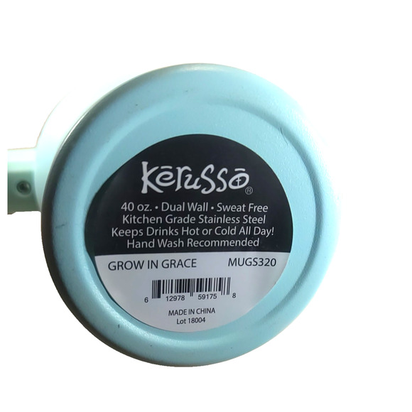 Kerusso 40 Ounce Travel Mugs Stainless Steel Lot Of 3 Blue Tan Gray Religious - Picture 8 of 10